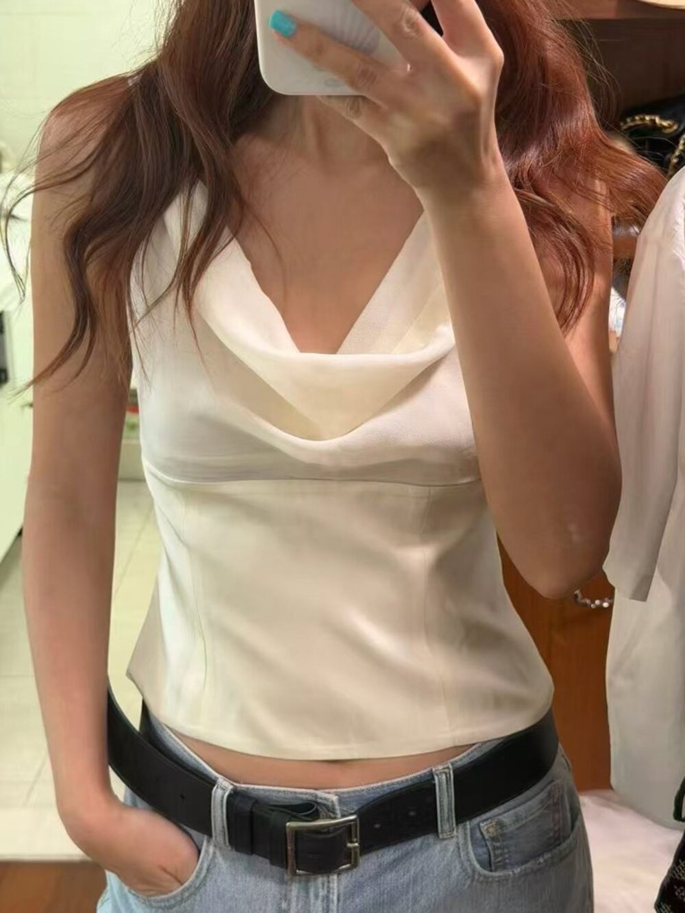 NWT Venroy Silk Cowl Bustier Top Champagne Cream Ivory Quiet Lux